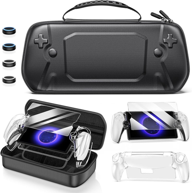 Svetaecho 8 in 1 Accessories Set Bundle Compatible with PlayStation Portal Remote Player, Carrying Case with with Holder Stand/2 Screen Protectors/4 Thumb Grips PS Portal Console - Image 1